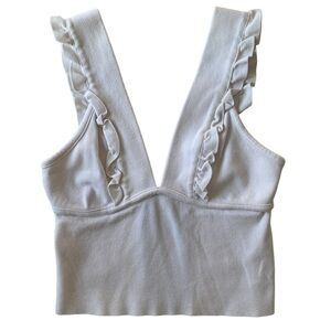 Zara White Knit Crop Top Sz S